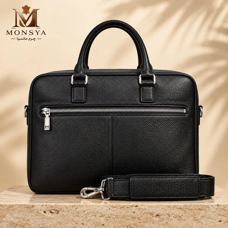 کیف چرم طبیعی اداری زنانه و مردانه دستی و دوشی طرح سروش