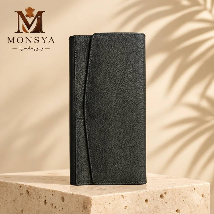 کیف پول چرم طبیعی طرح کتی