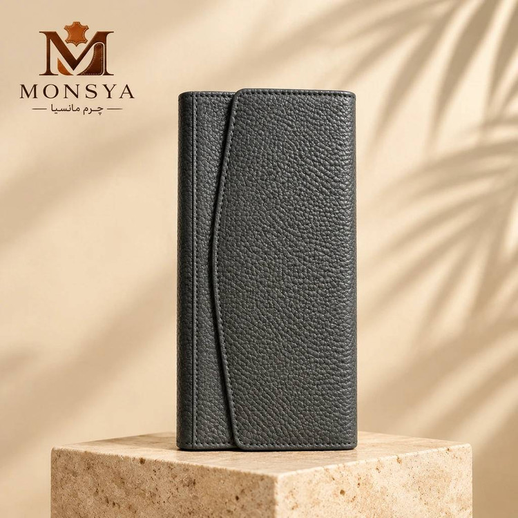 کیف پول چرم طبیعی طرح کتی