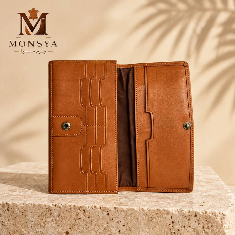 کیف پول چرم طبیعی طرح کتی