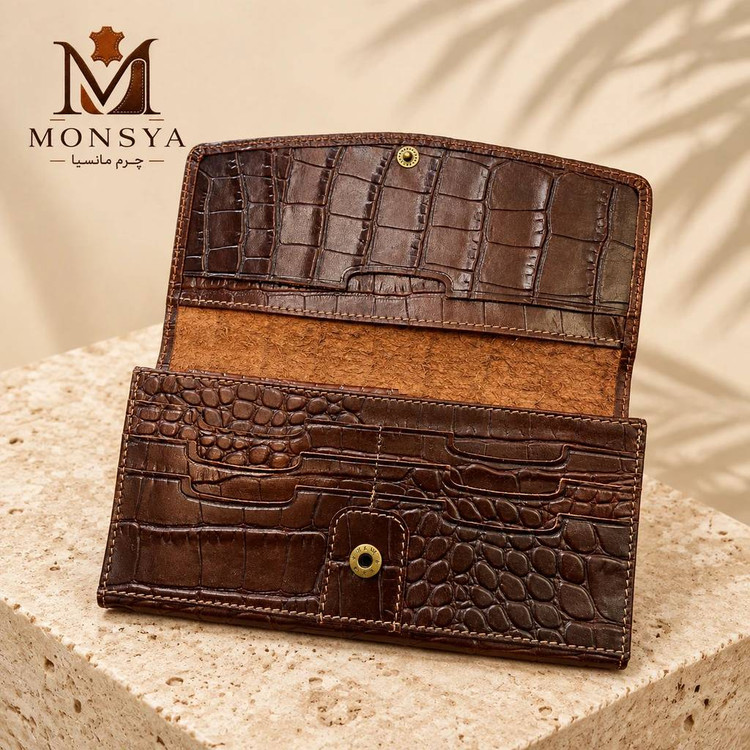 کیف پول چرم طبیعی طرح کتی